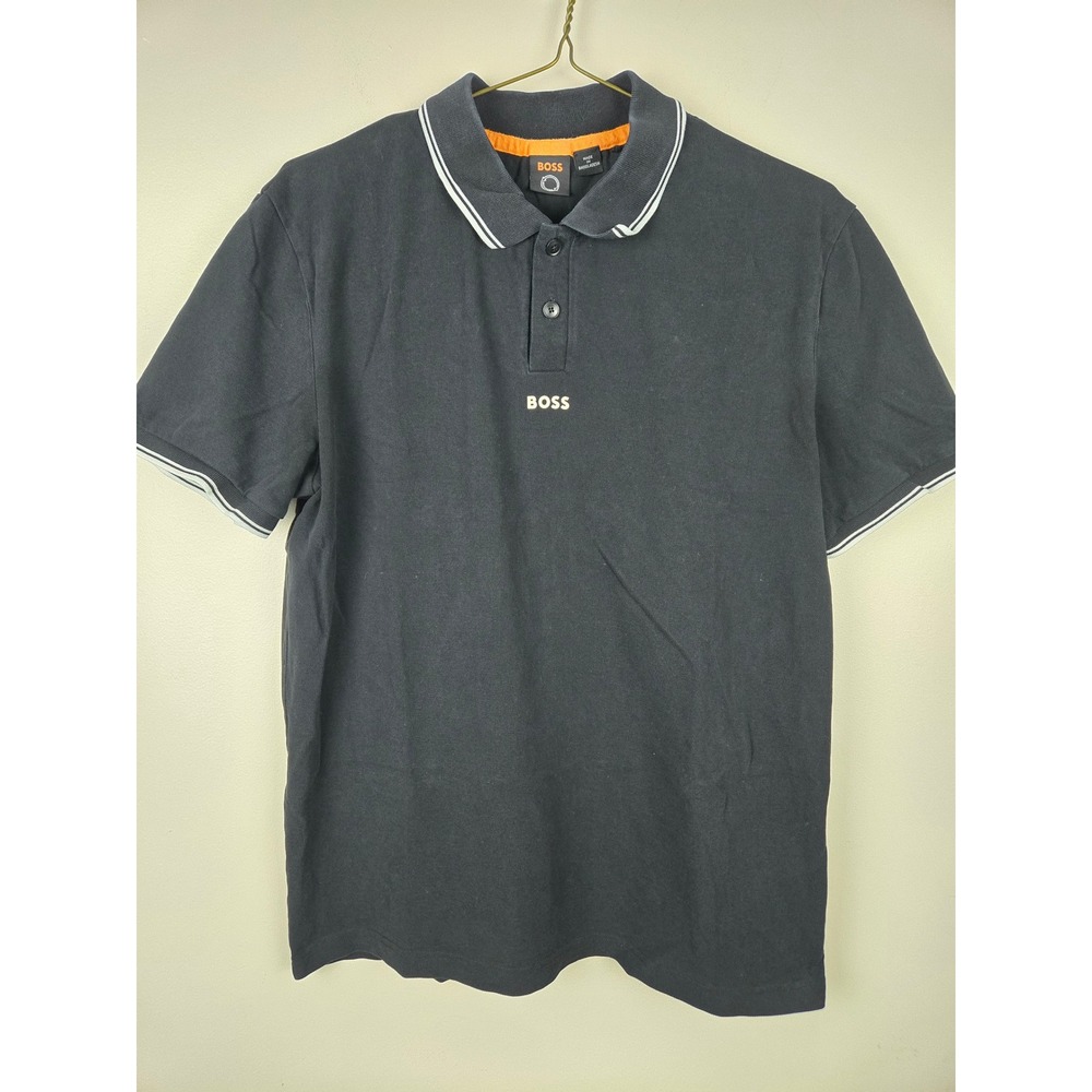 Hugo Boss Mens Black Short Sleeve Tipped Polo Shirt XL PChup 50468843
